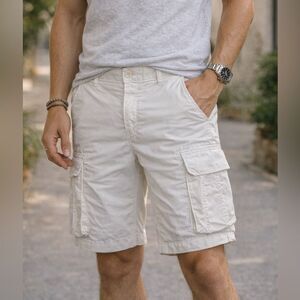 SUN68 White Cargo Shorts Men’s Size 31 Cotton Stretch Utility Casual